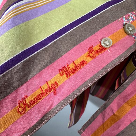 Robert Graham Mens L Bold Multicolor Stripe Button Front Shirt Flip Cuff Cotton - Picture 10 of 14